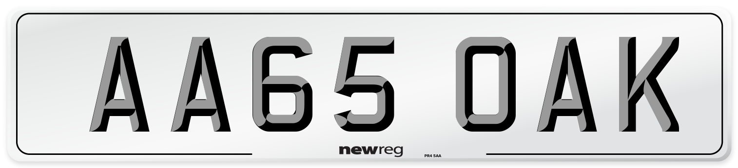 AA65 OAK Number Plate from New Reg